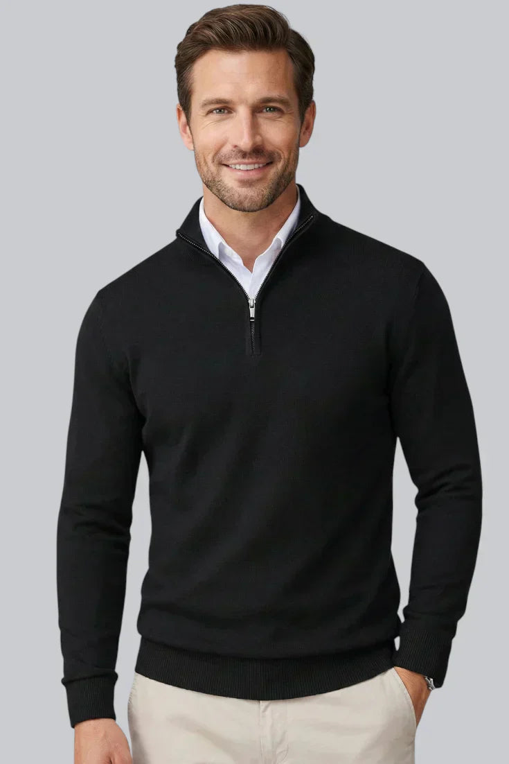 Pull épais pour homme avec poignets côtelés et manches longues