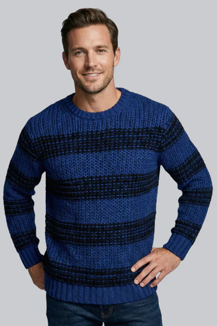 Pull épais pour hommes avec manches longues et poignets côtelés