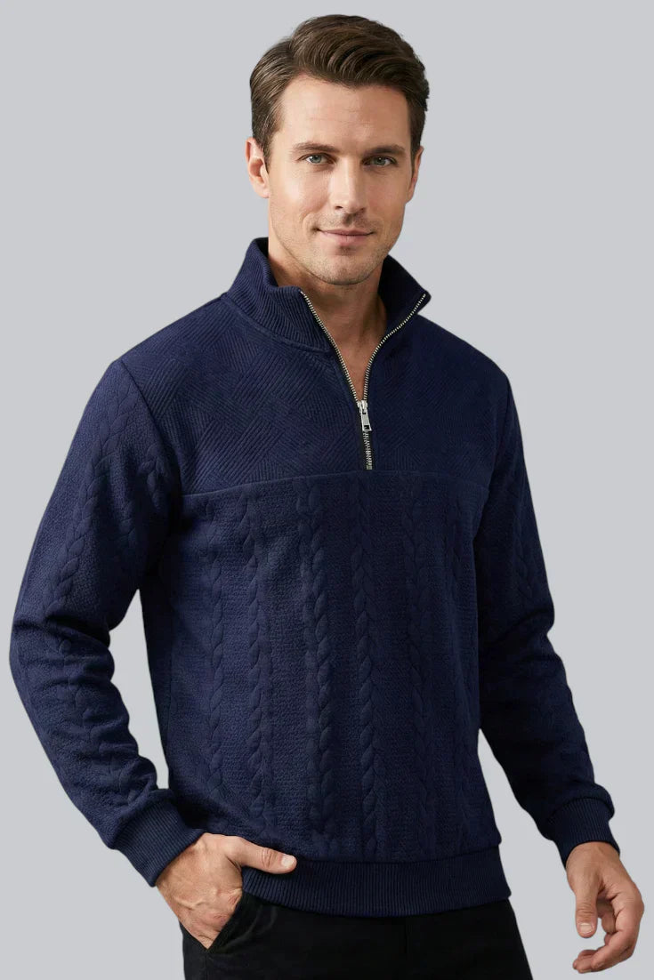 Herren Strickpullover mit Reißverschluss und langen Ärmeln