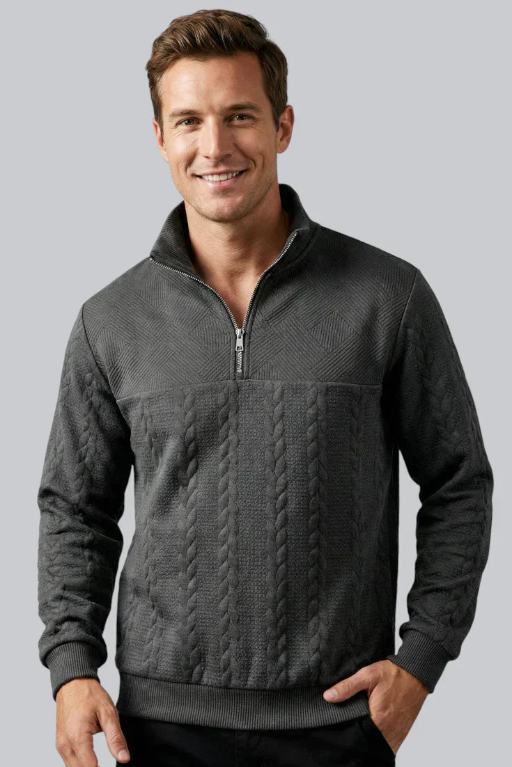 Herren Strickpullover mit Reißverschluss und langen Ärmeln