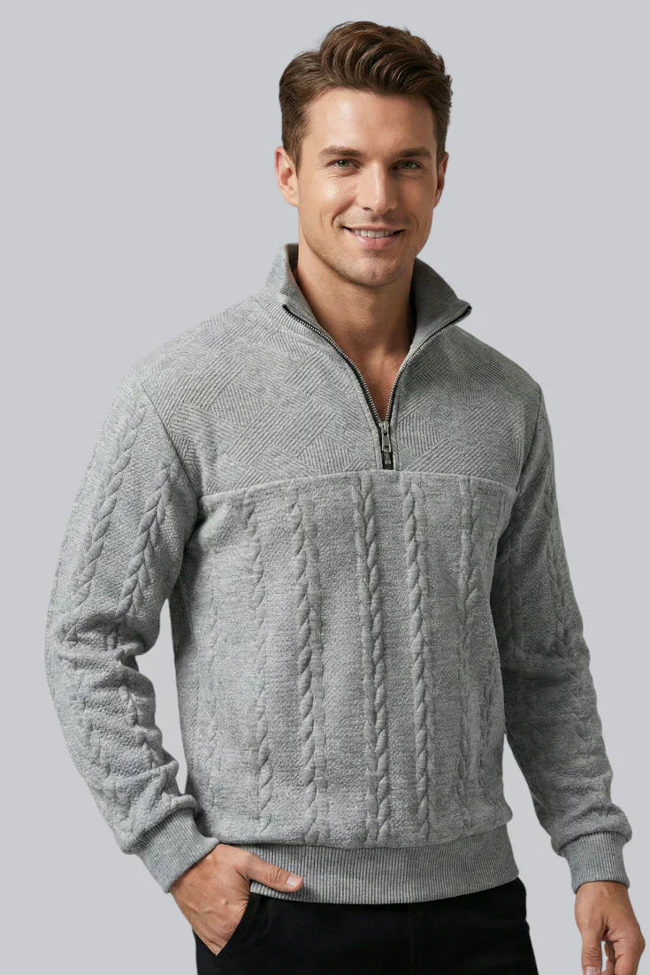 Herren Strickpullover mit Reißverschluss und langen Ärmeln