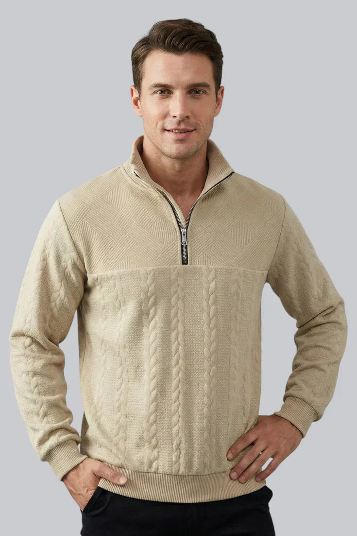 Herren Strickpullover mit Reißverschluss und langen Ärmeln
