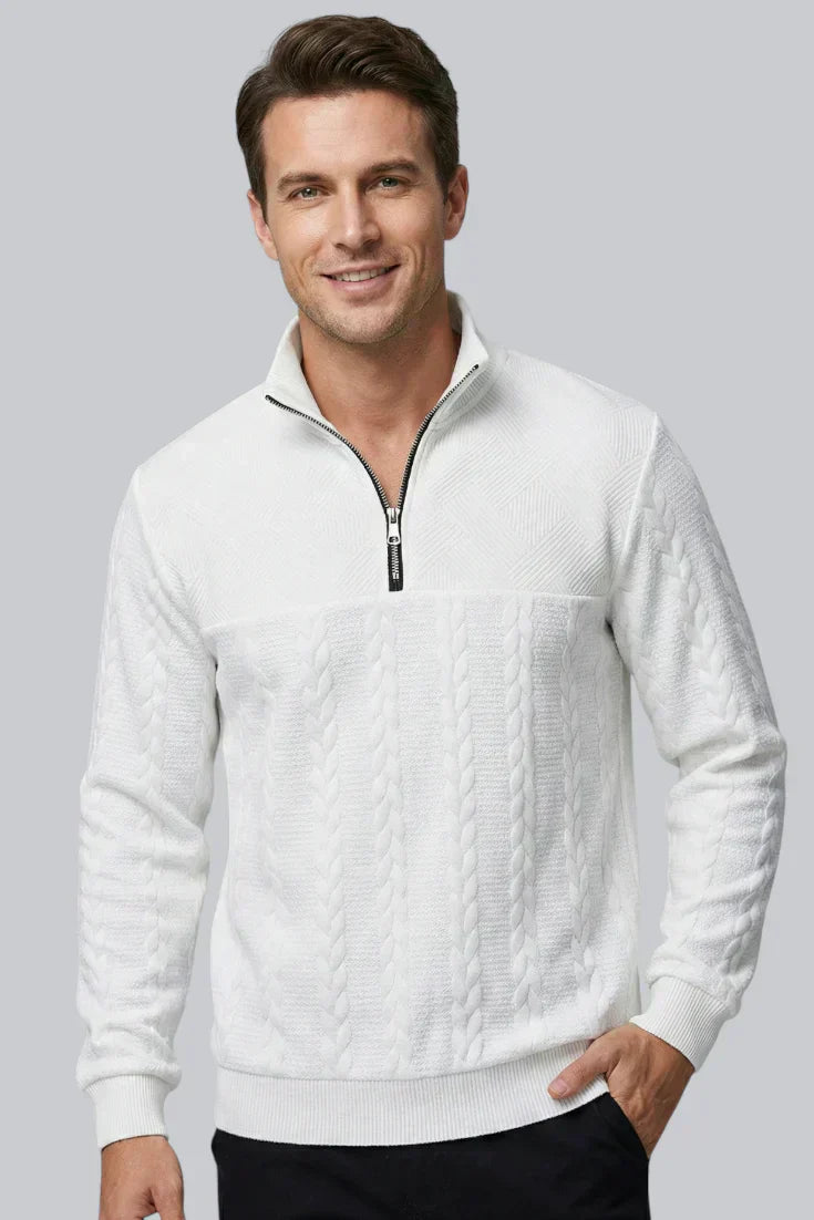 Herren Strickpullover mit Reißverschluss und langen Ärmeln