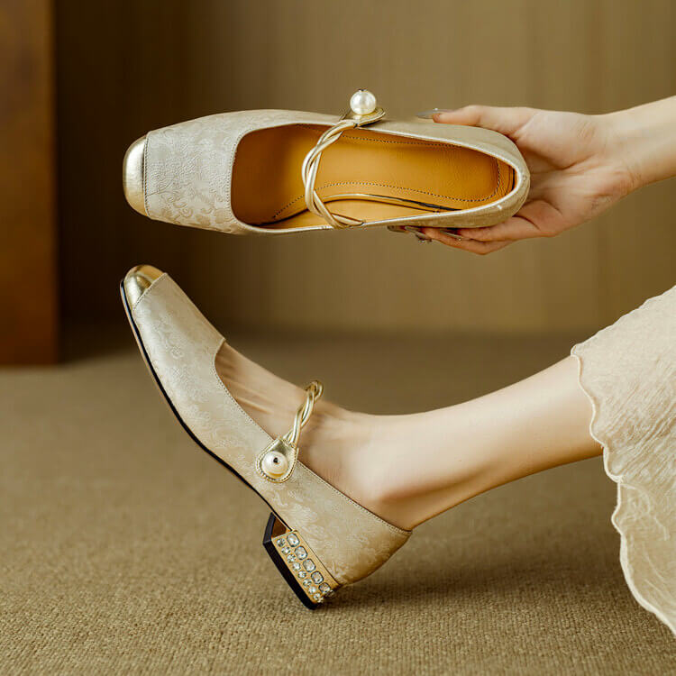 Ballerines en satin brodées pour femmes Lianhua