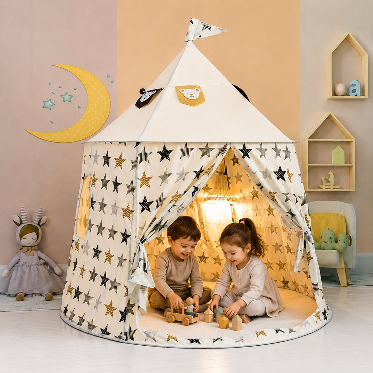 Kids' Indoor Princess Teepee Play Tent, 110 × 125 cm