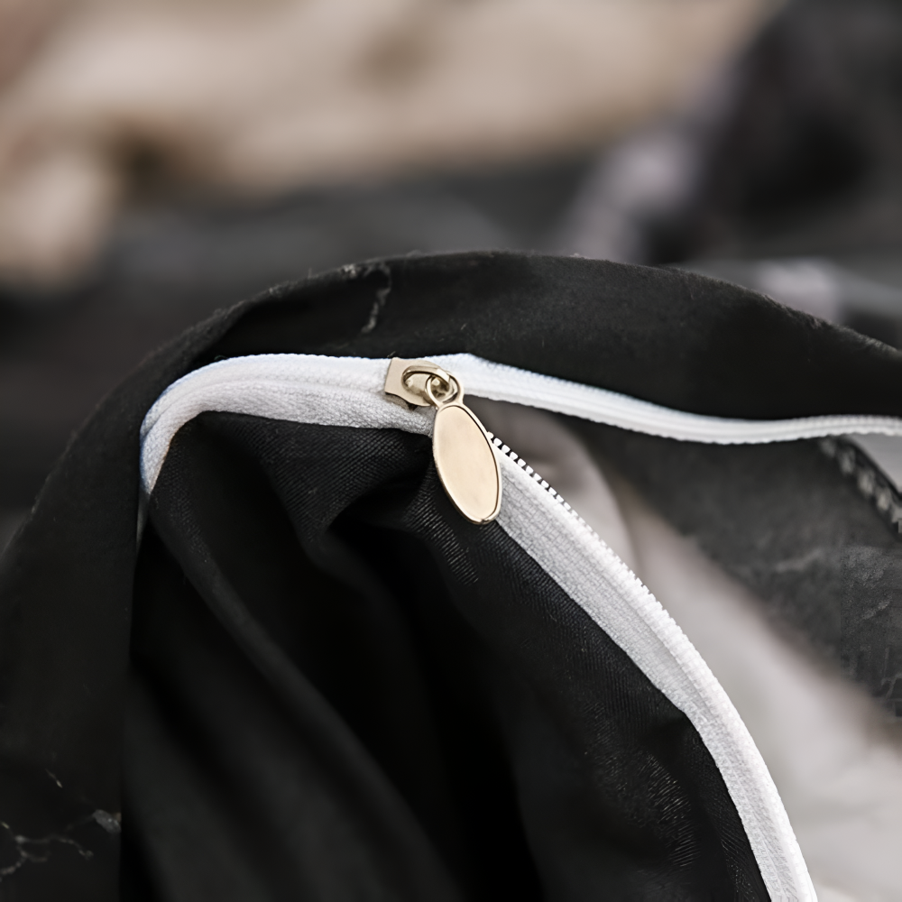 Luxury Black Marble Quilt Cover Set - 3 Piece Bedding Set