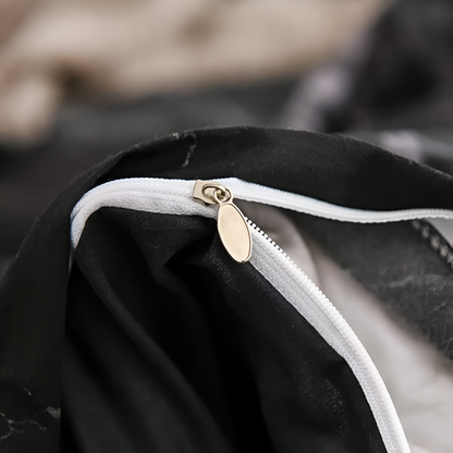 Luxury Black Marble Quilt Cover Set - 3 Piece Bedding Set