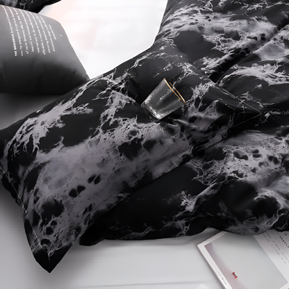 Luxury Black Marble Quilt Cover Set - 3 Piece Bedding Set