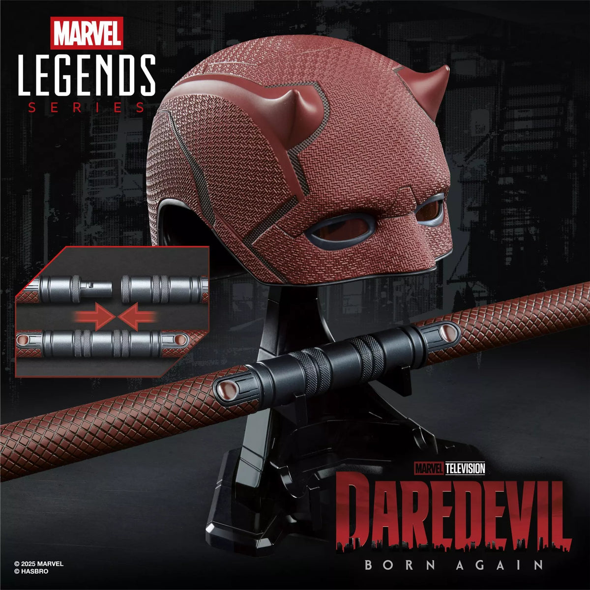 Masque premium et gourdin de jeu de rôle Daredevil: Born Again de la série Marvel Legends - objet de collection