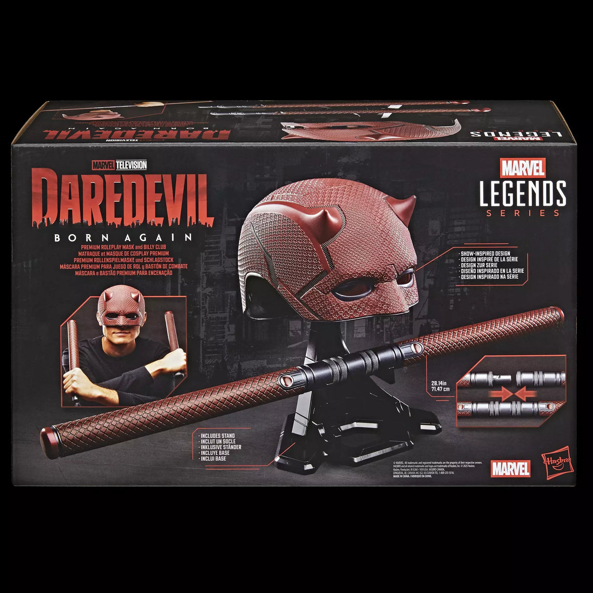 Masque premium et gourdin de jeu de rôle Daredevil: Born Again de la série Marvel Legends - objet de collection