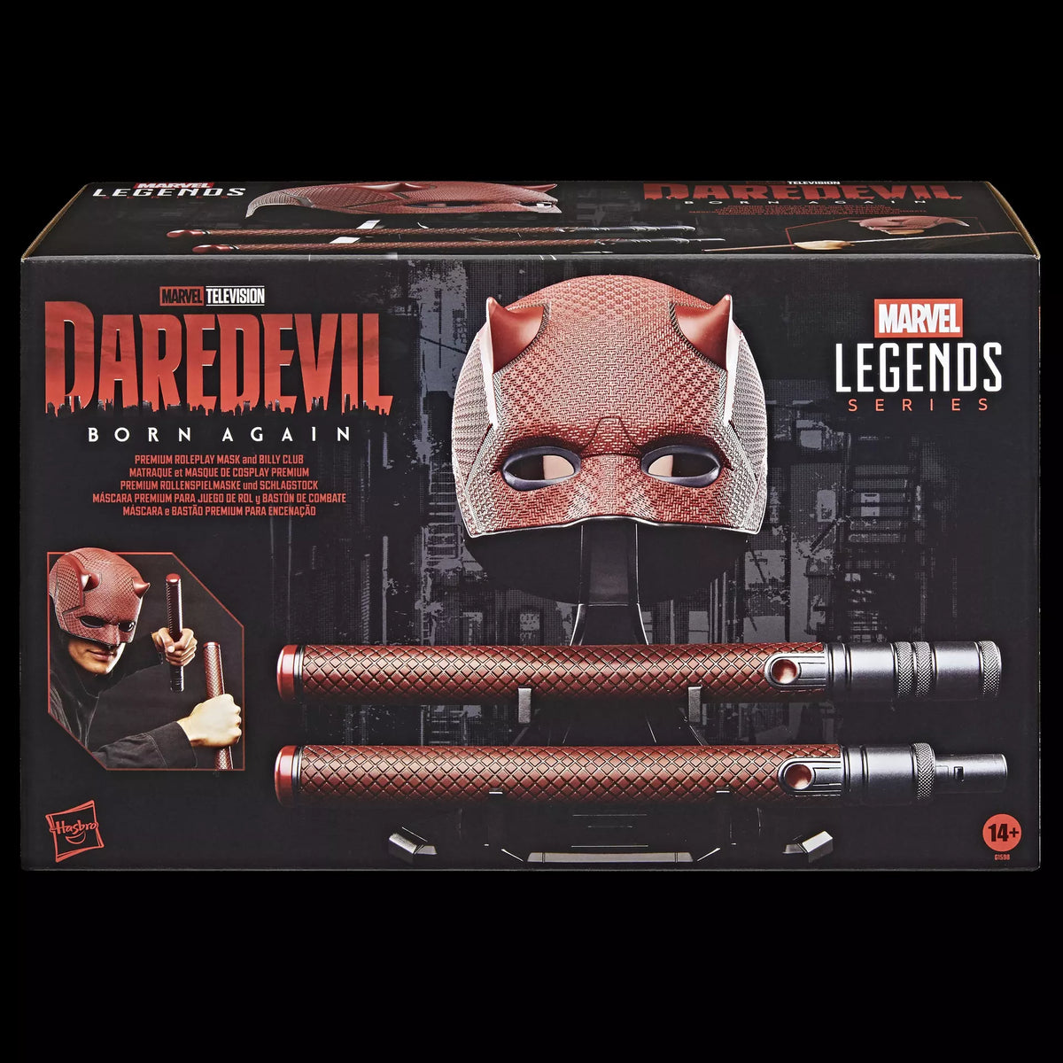 Masque premium et gourdin de jeu de rôle Daredevil: Born Again de la série Marvel Legends - objet de collection
