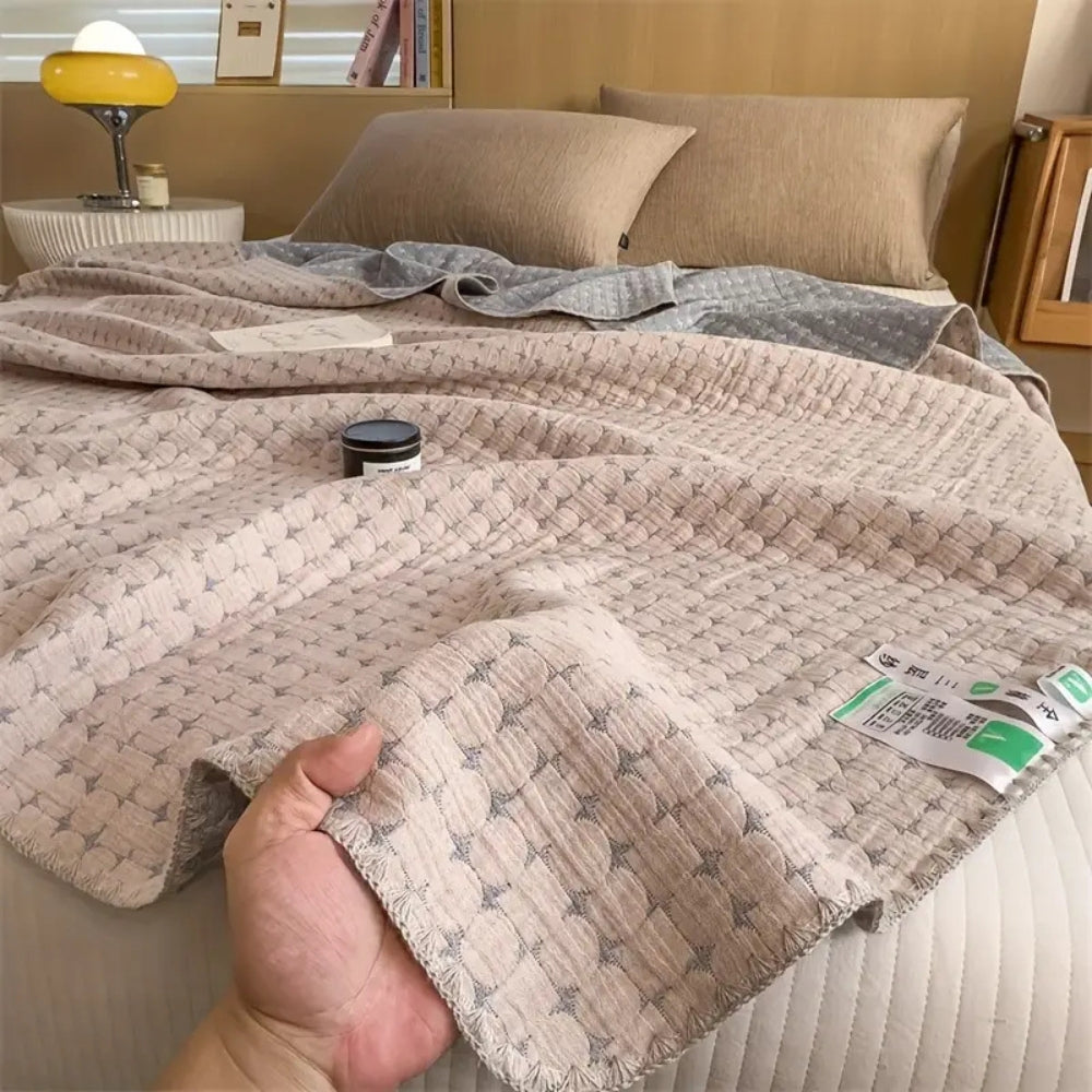 Plaid réversible en coton - Plaid matelassé seersucker doux pour la maison