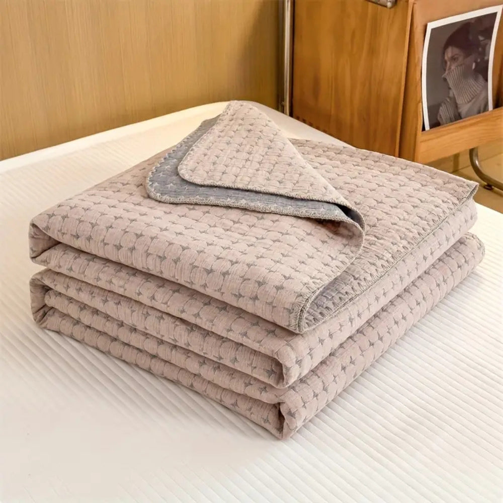 Plaid réversible en coton - Plaid matelassé seersucker doux pour la maison
