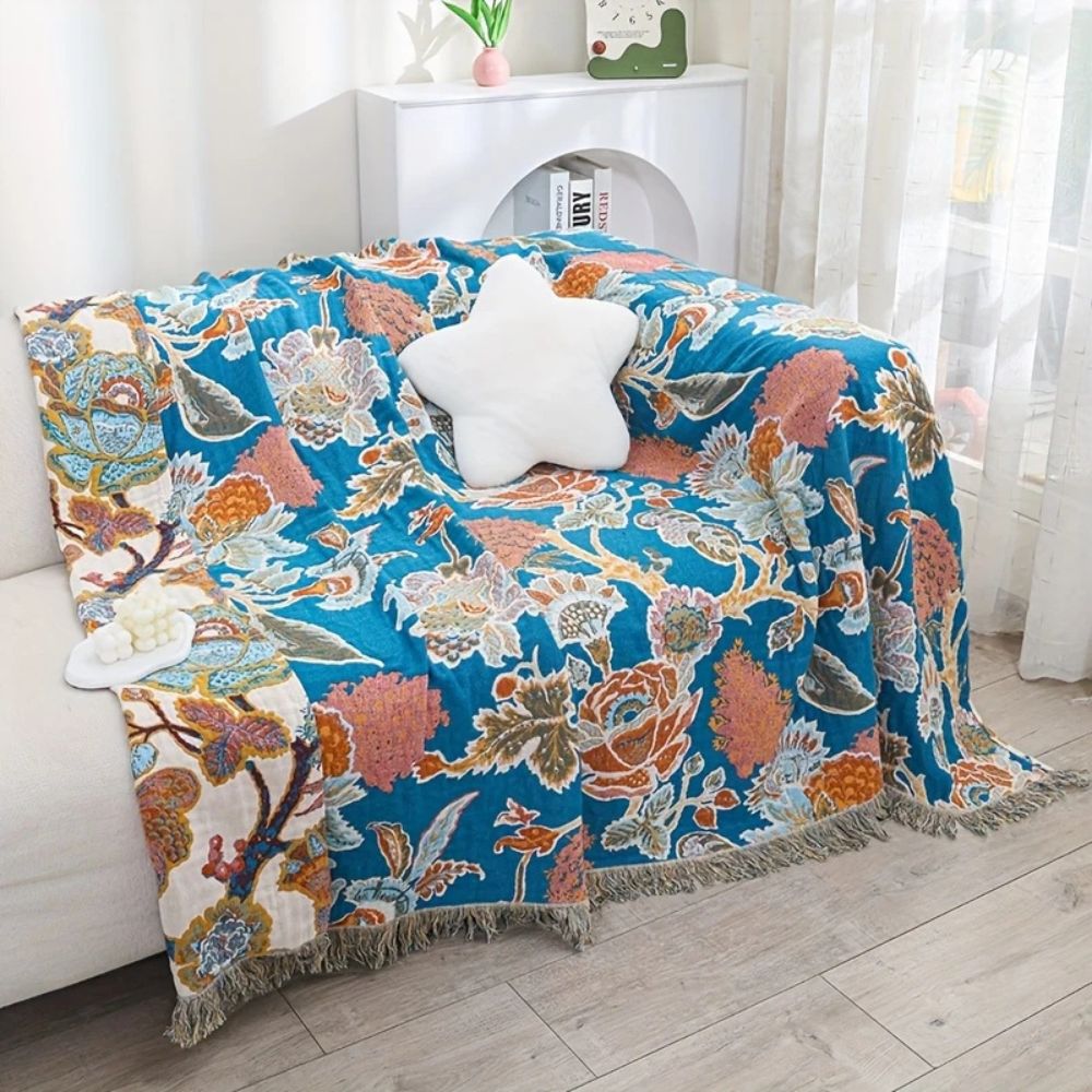 Decorative Cotton Garden Throw Blanket for Outdoor & Indoor Use