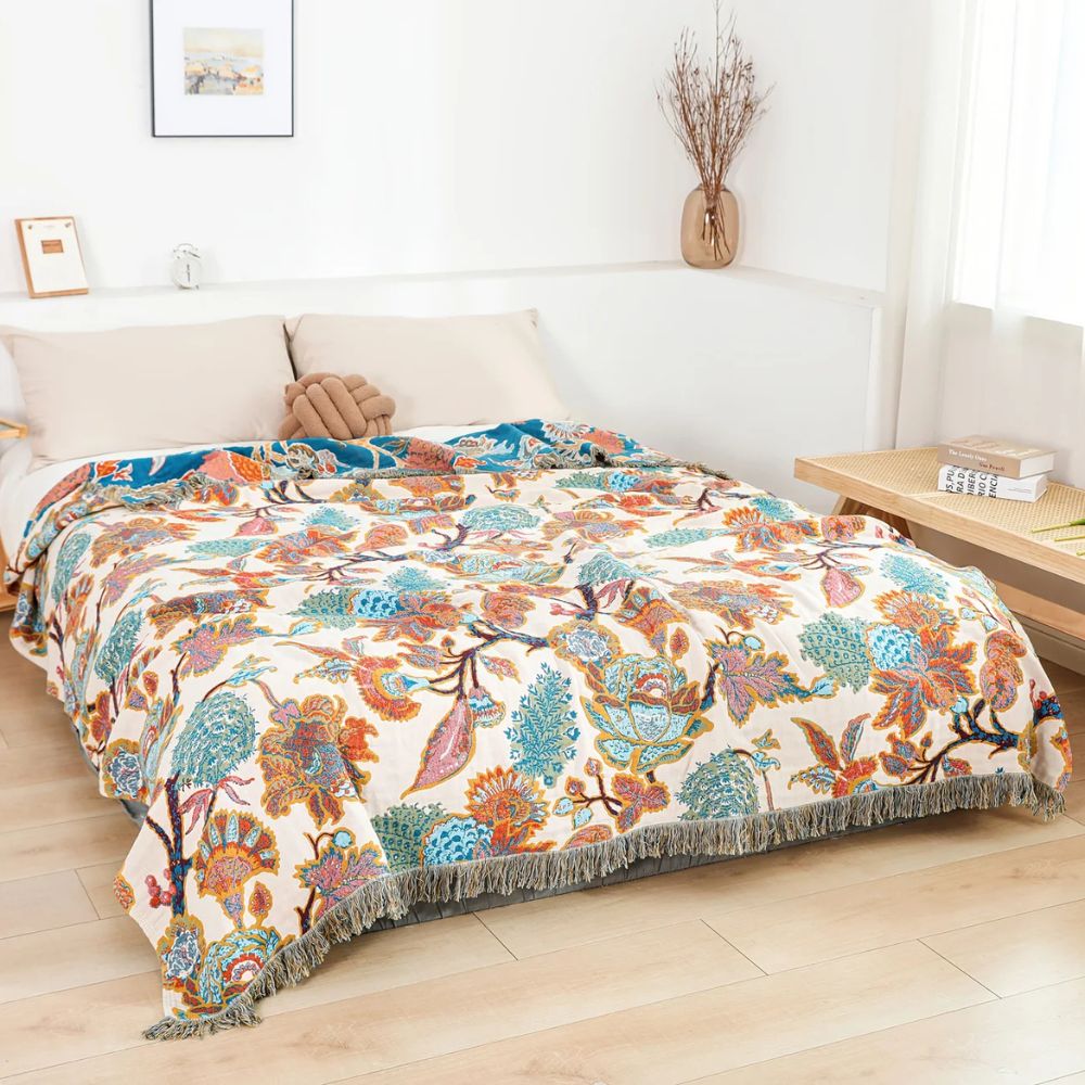 Decorative Cotton Garden Throw Blanket for Outdoor & Indoor Use