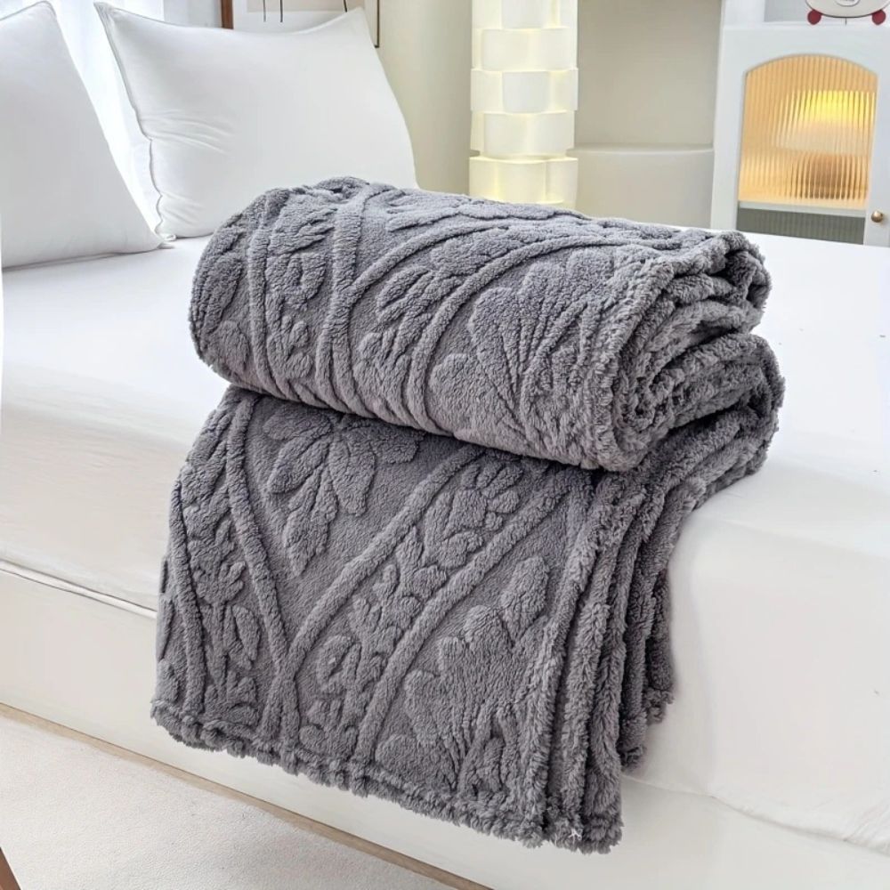 Cozy Paris Weave Jacquard Fleece Blanket for Home & Travel