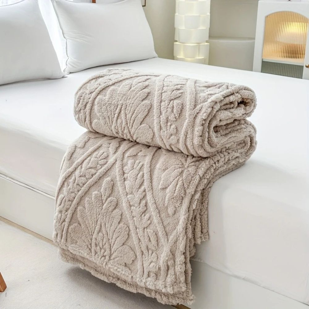 Cozy Paris Weave Jacquard Fleece Blanket for Home & Travel