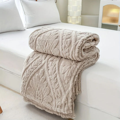 Cozy Paris Weave Jacquard Fleece Blanket for Home & Travel
