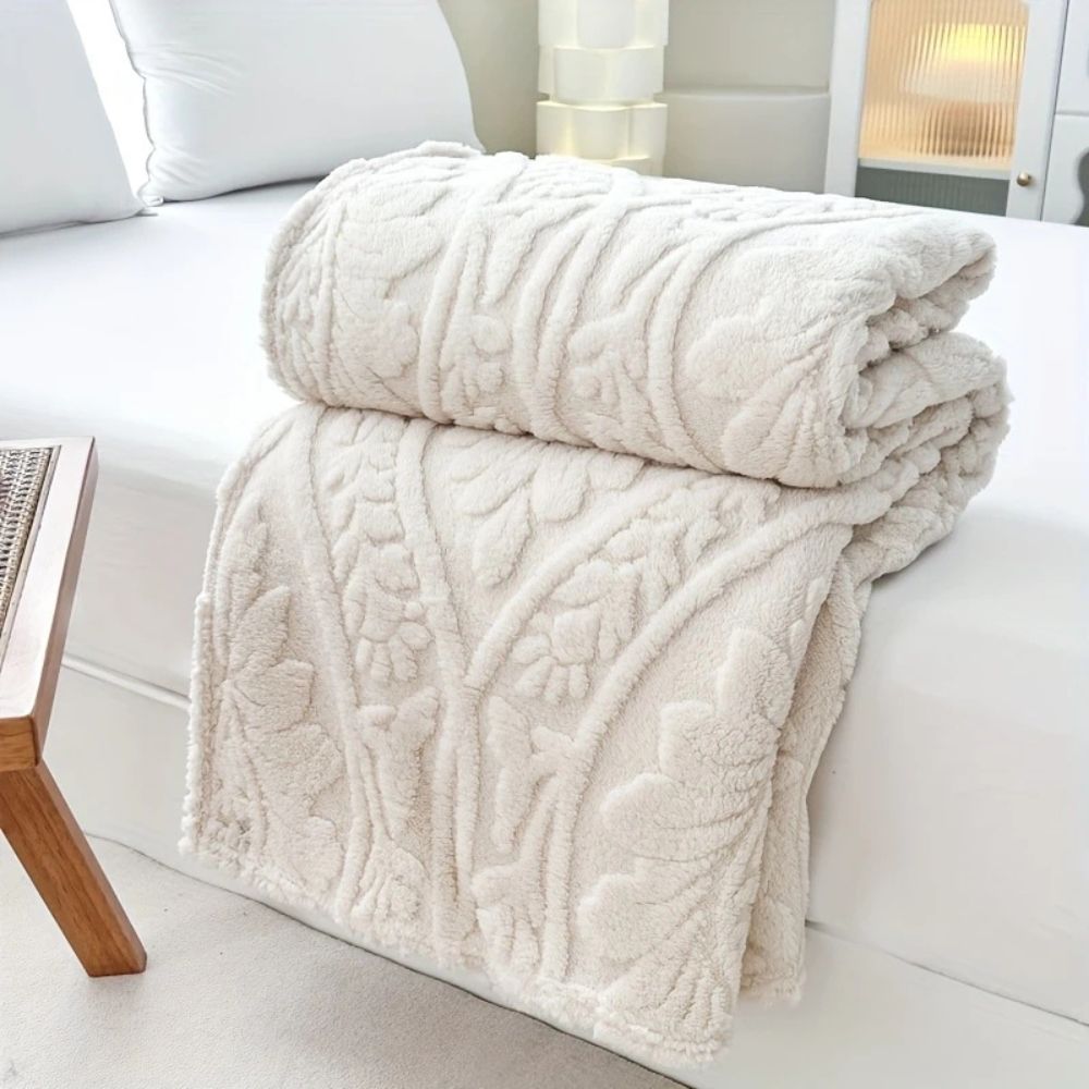 Gemütliche Paris Web Jacquard Fleece-Decke für Zuhause & Reisen