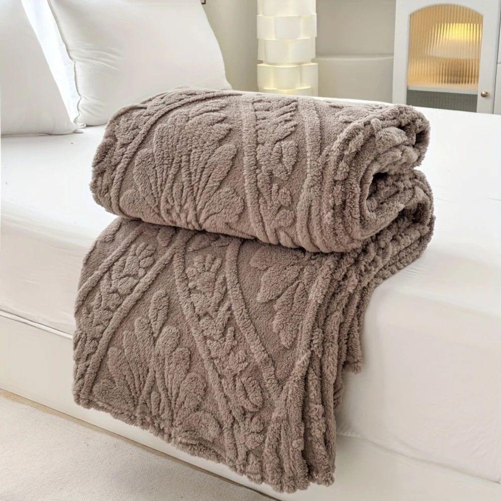 Gemütliche Paris Web Jacquard Fleece-Decke für Zuhause & Reisen