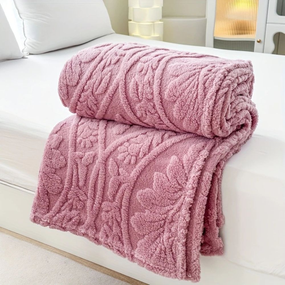 Gemütliche Paris Web Jacquard Fleece-Decke für Zuhause & Reisen