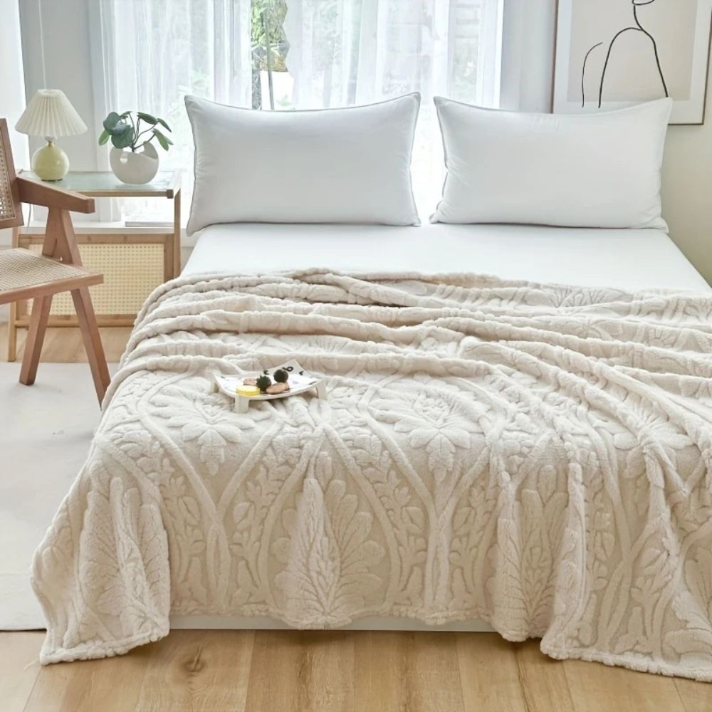 Gemütliche Paris Web Jacquard Fleece-Decke für Zuhause & Reisen