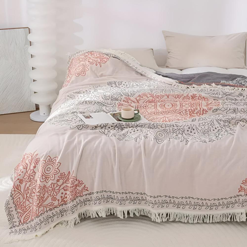 Gemütliche Scandi Chic Baumwollwurfdecke für Wohnkultur & Komfort