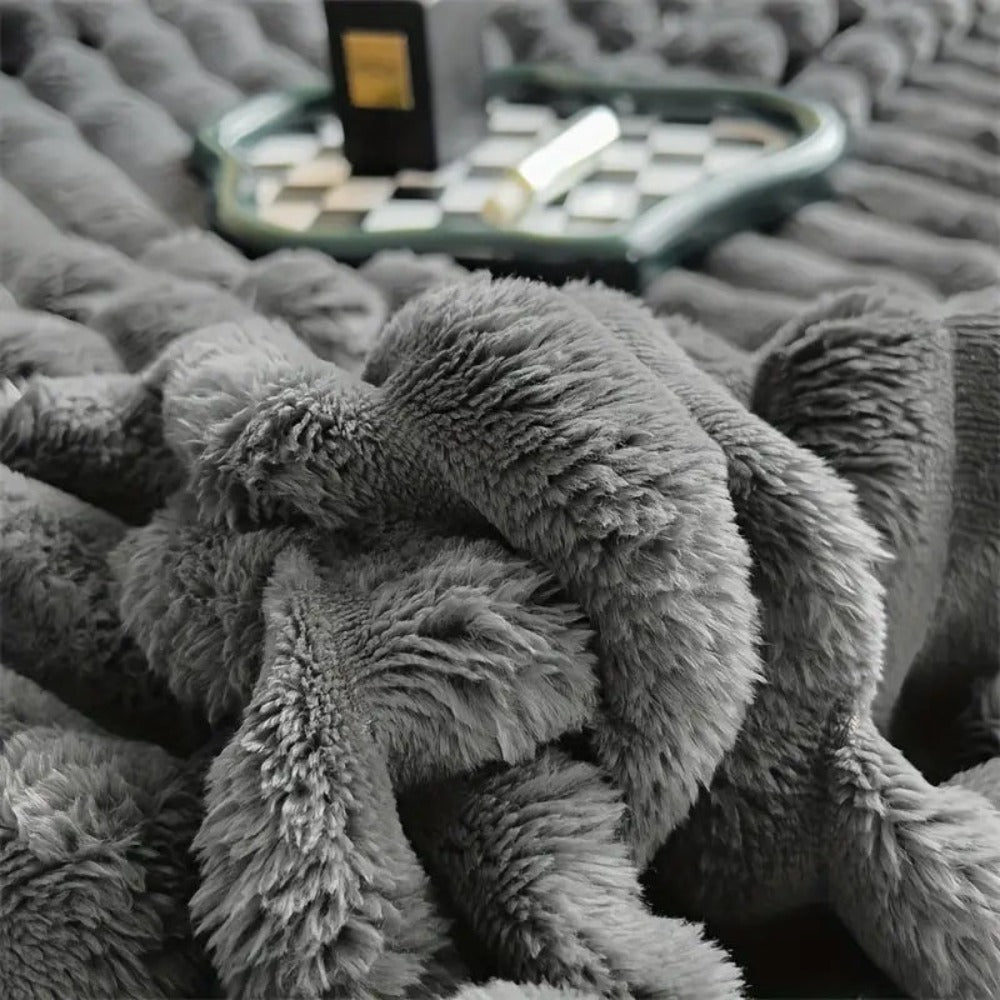 Plaid en peluche rayé confortable pour chaleur et confort