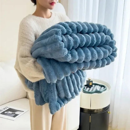Cozy Striped Plush Throw Blanket for Warmth and Comfort