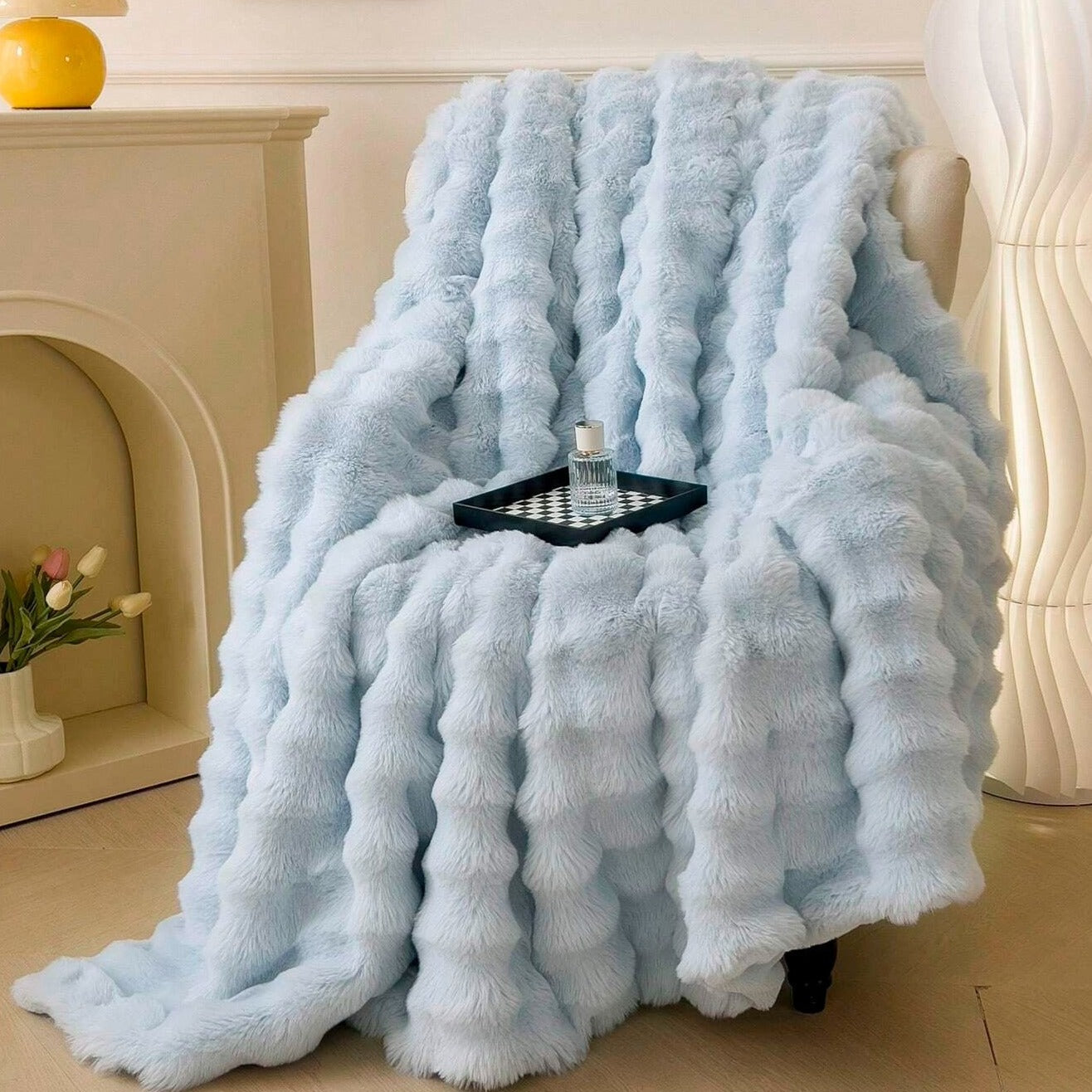 Cozy Rabbit Faux Fur Throw Blanket for Soft Warmth and Comfort