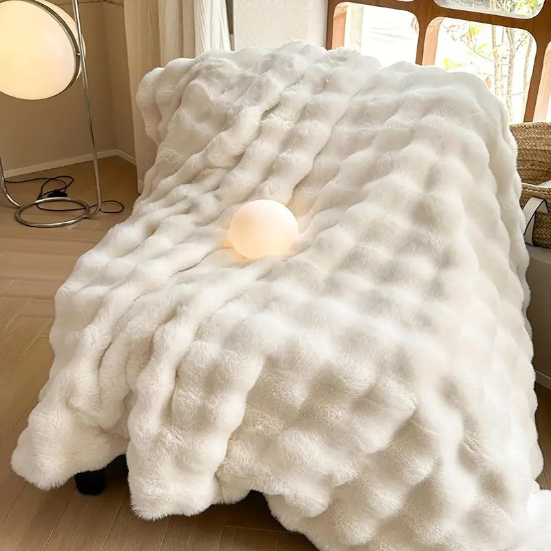 Cozy Rabbit Faux Fur Throw Blanket for Soft Warmth and Comfort