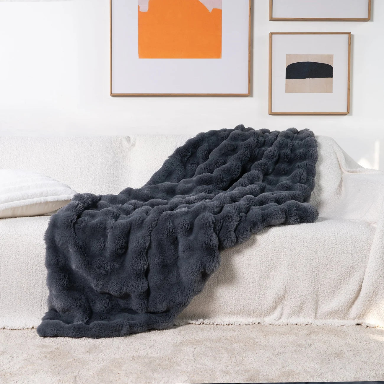 Cozy Rabbit Faux Fur Throw Blanket for Soft Warmth and Comfort