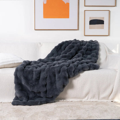 Cozy Rabbit Faux Fur Throw Blanket for Soft Warmth and Comfort