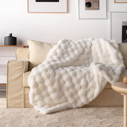 Cozy Rabbit Faux Fur Throw Blanket for Soft Warmth and Comfort