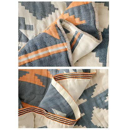 Reversible Geometric Couch Cover Blanket for Sofa and Furniture Protection