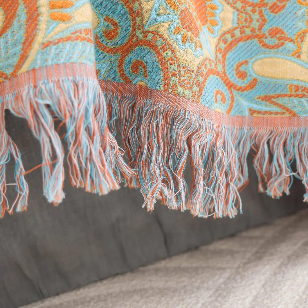 Umkehrbare bohemian Baumwollwurfdecke - Paisley-Design für Wohnkultur
