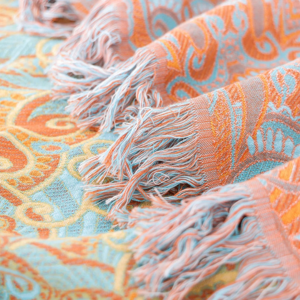 Umkehrbare bohemian Baumwollwurfdecke - Paisley-Design für Wohnkultur