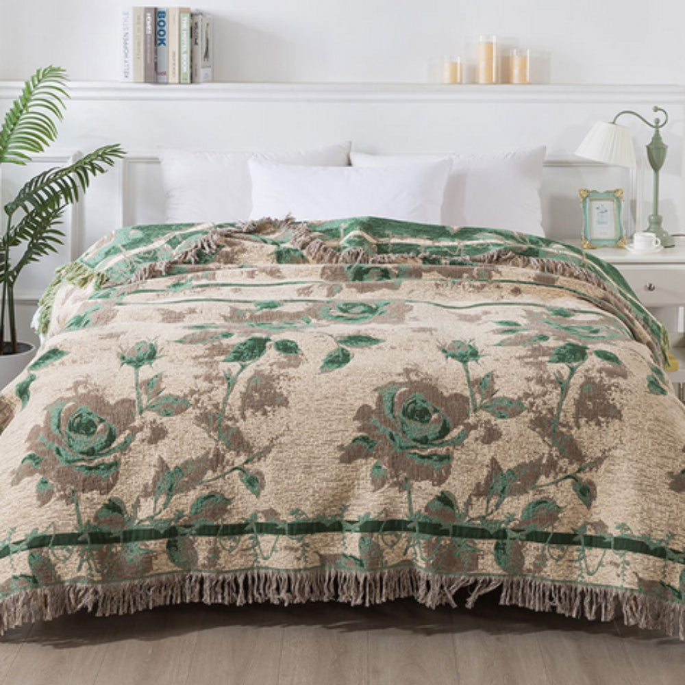 Cozy Rosewood Grace Cotton Throw Blanket for Home Decor & Comfort