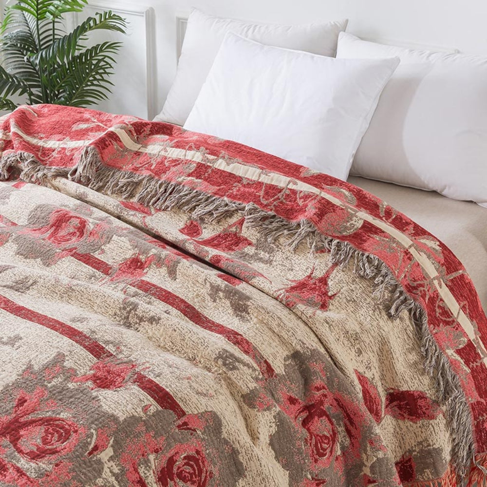 Plaid en coton Cozy Rosewood Grace pour décoration intérieure et confort