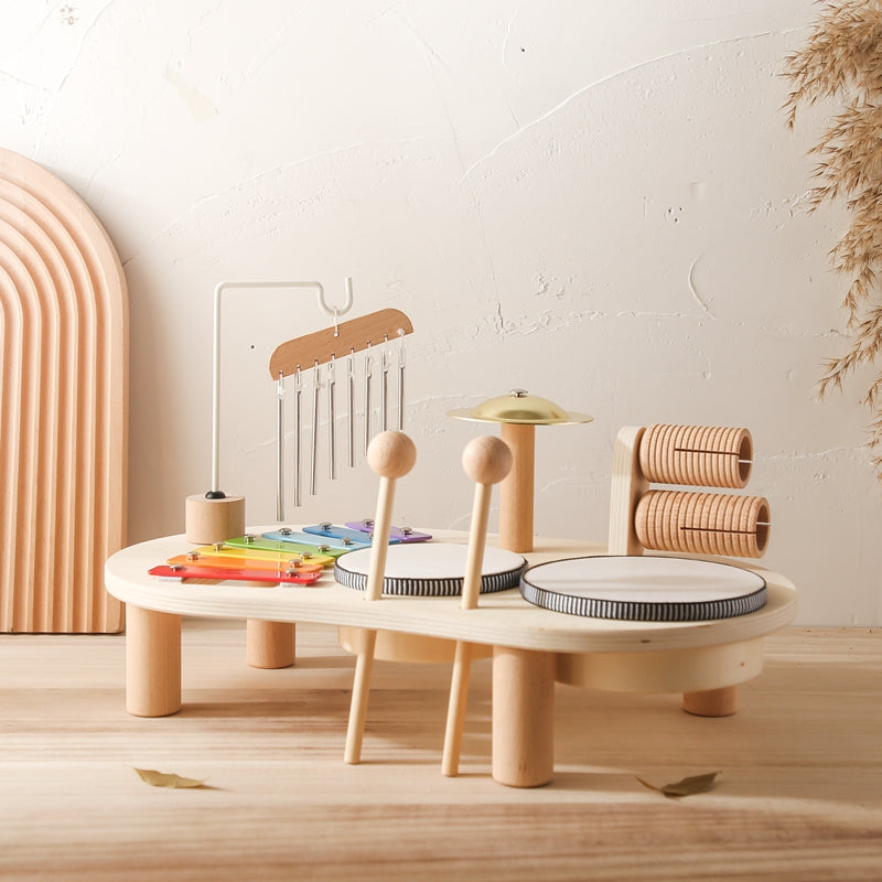 Wooden Musical Table with Xylophone, Drums and Cymbals, Ages 1+