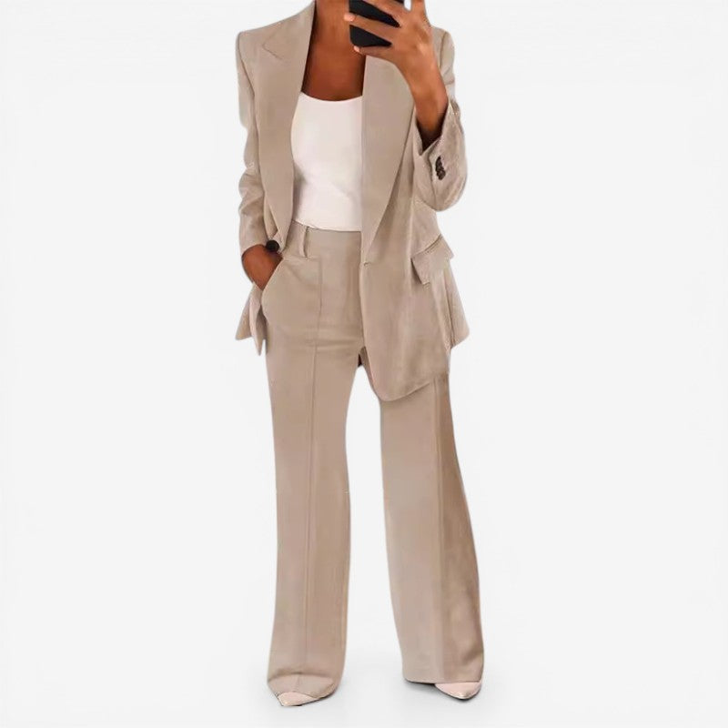 Ein-Knopf Blazer Hosenanzug Set