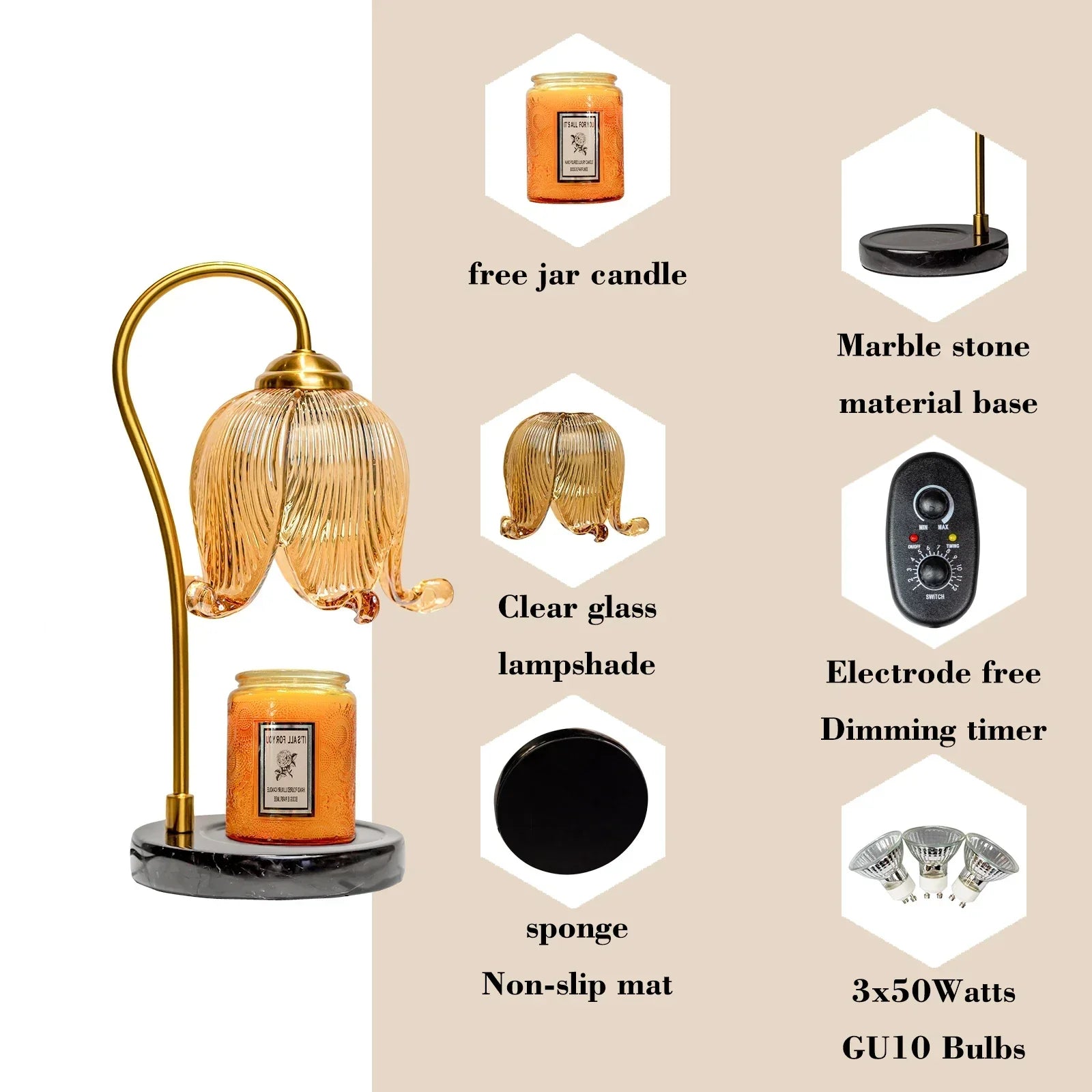 Vintage Glas-Kerzenwärmerlampe