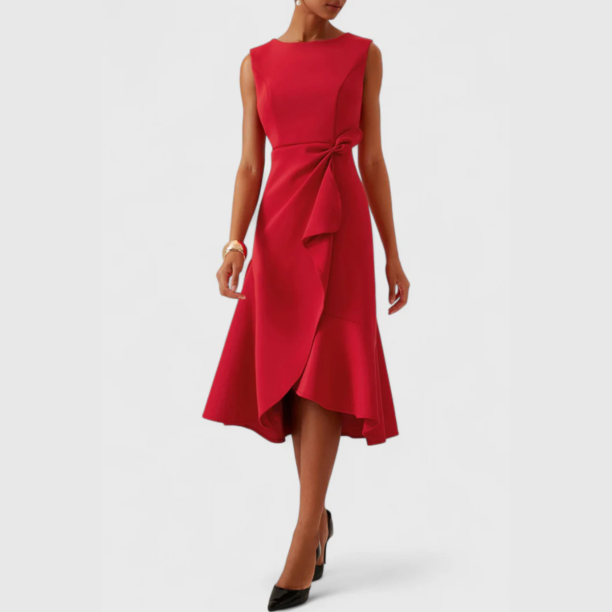 Sheila™ | Drapiertes Asymmetrisches Midi Kleid