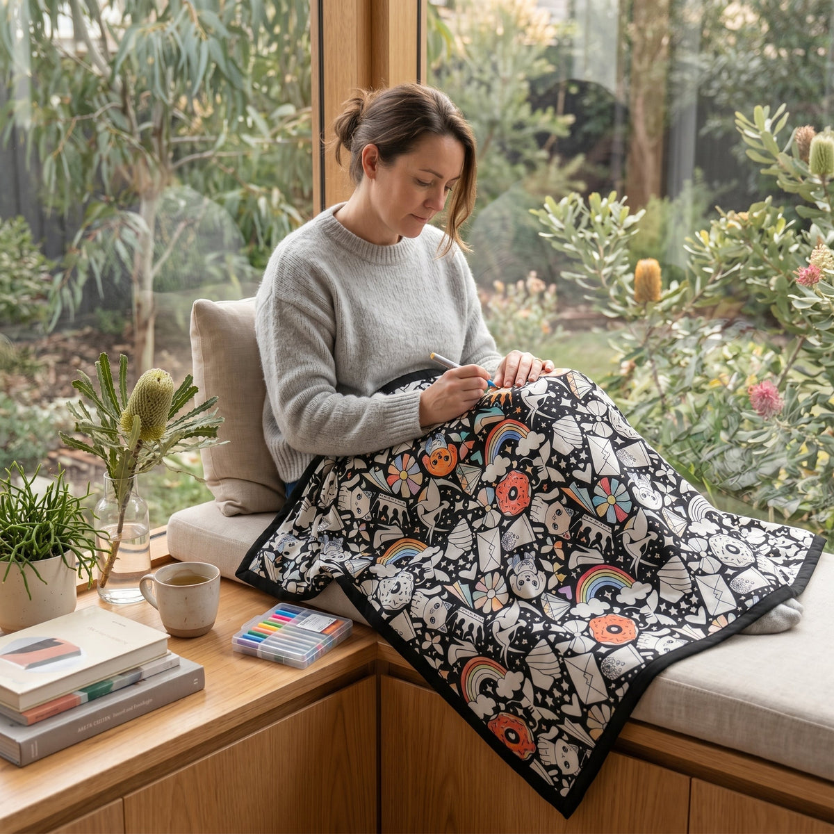 DIY Colouring Blanket Set with Fabric Markers