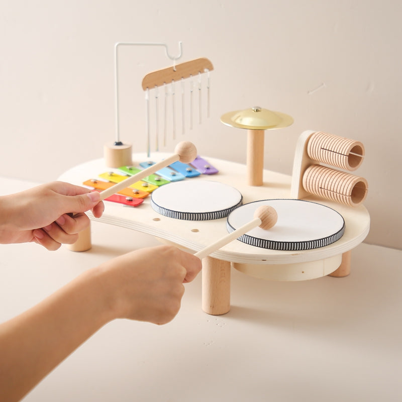 Wooden Musical Table with Xylophone, Drums and Cymbals, Ages 1+