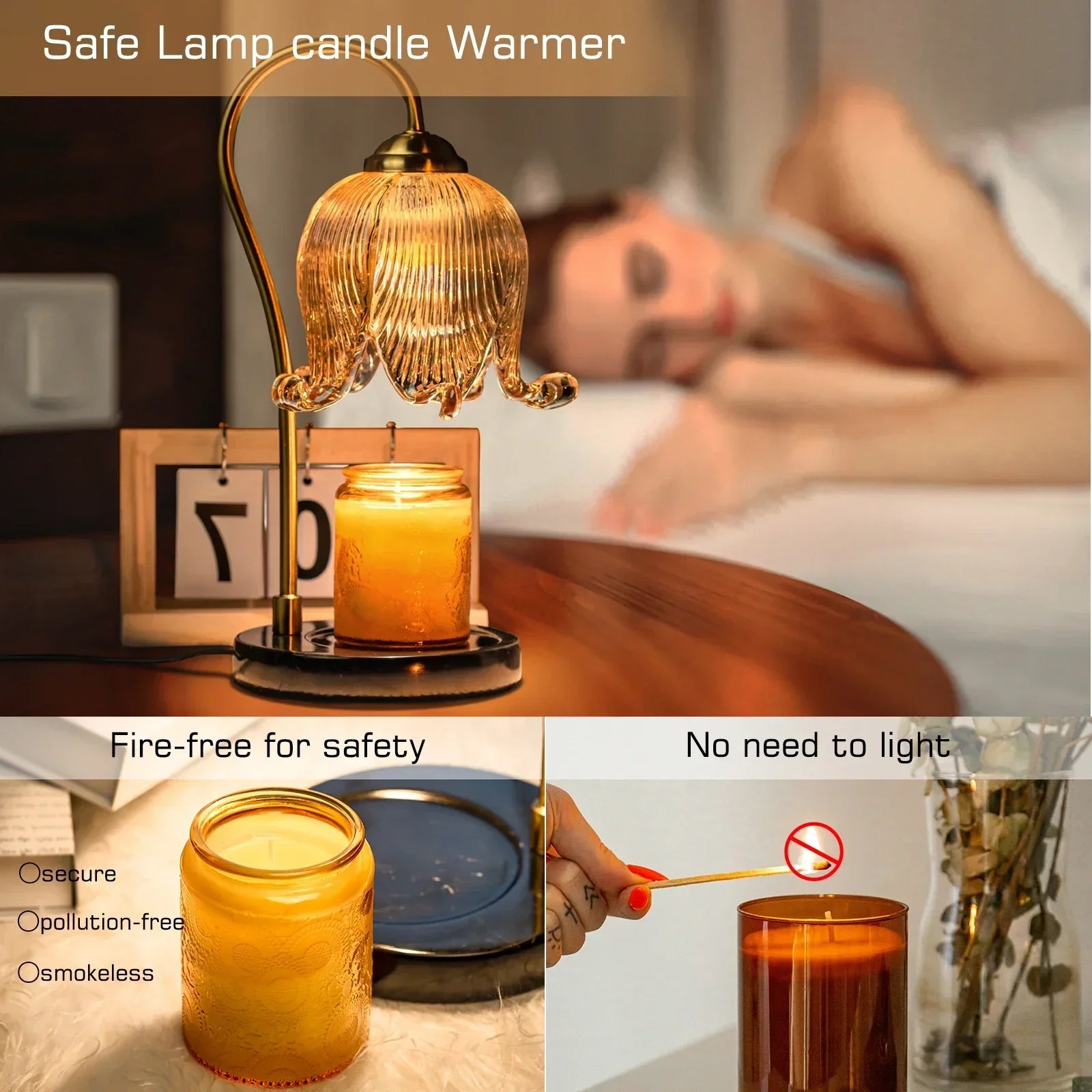 Vintage Glass Candle Warmer Lamp