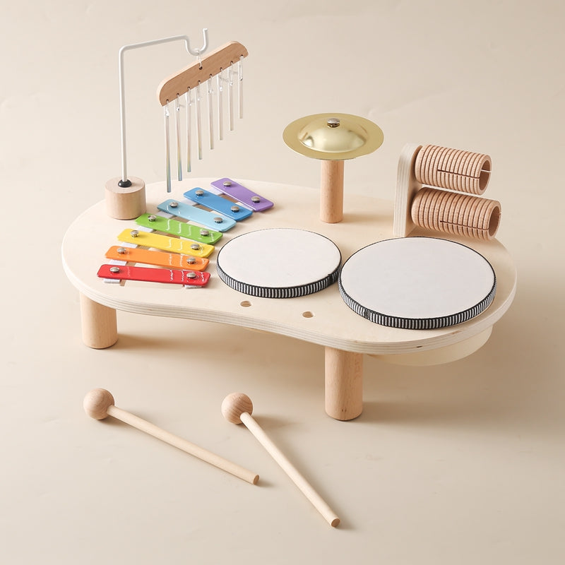 Wooden Musical Table with Xylophone, Drums and Cymbals, Ages 1+