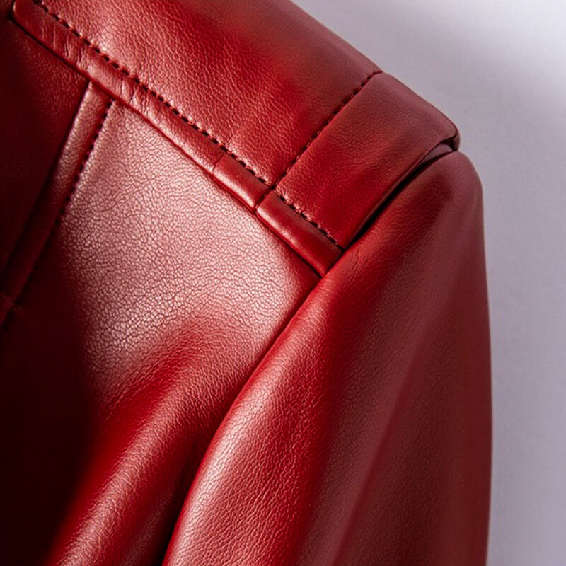 Veronica | Damen Vegan Leder Moto Mantel