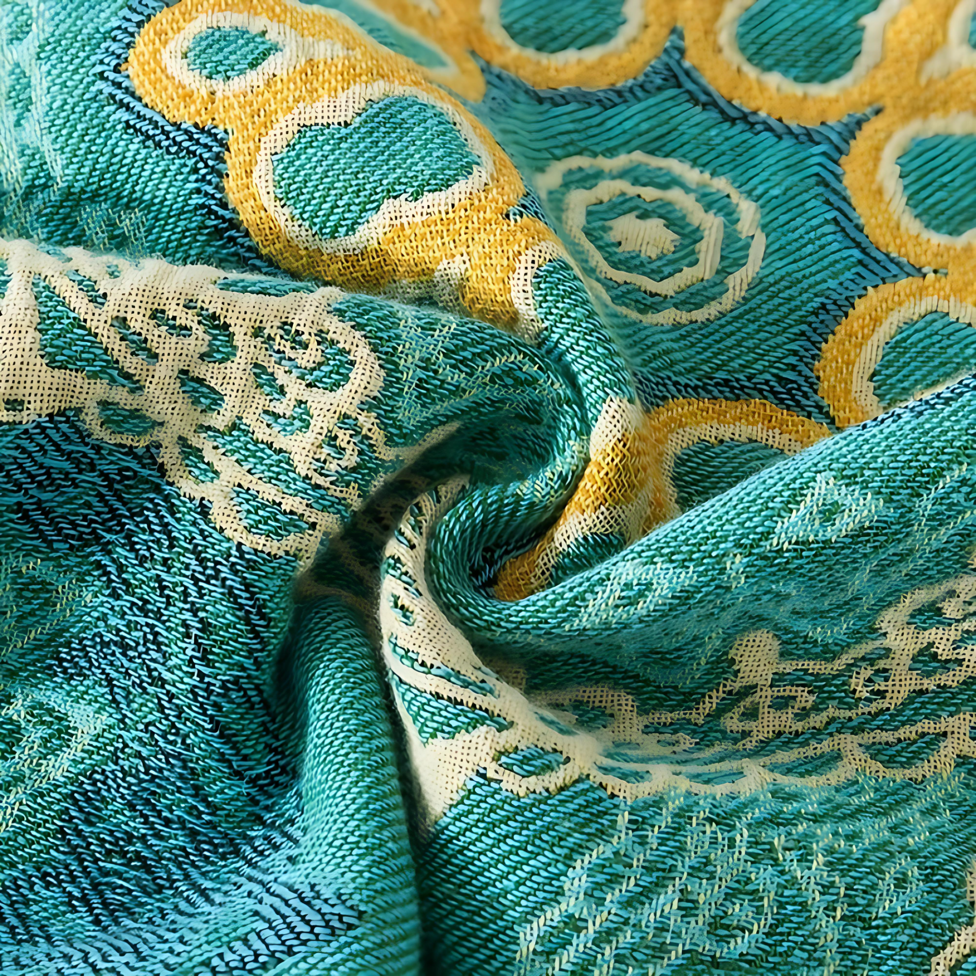 Teal Mandala Baumwollwurfdecke für alle Jahreszeiten - Gemütlich und stilvoll
