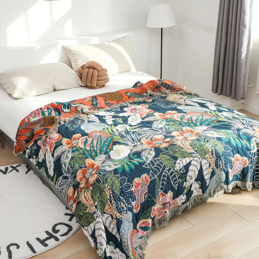 Soft Tropical Cotton Blanket for Cozy Home Decor and Comfort